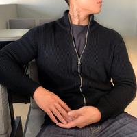 Sweter męski sweter jednokolorowy sweter dziergany stójka kurtka wiosenna ciepły sweter 4